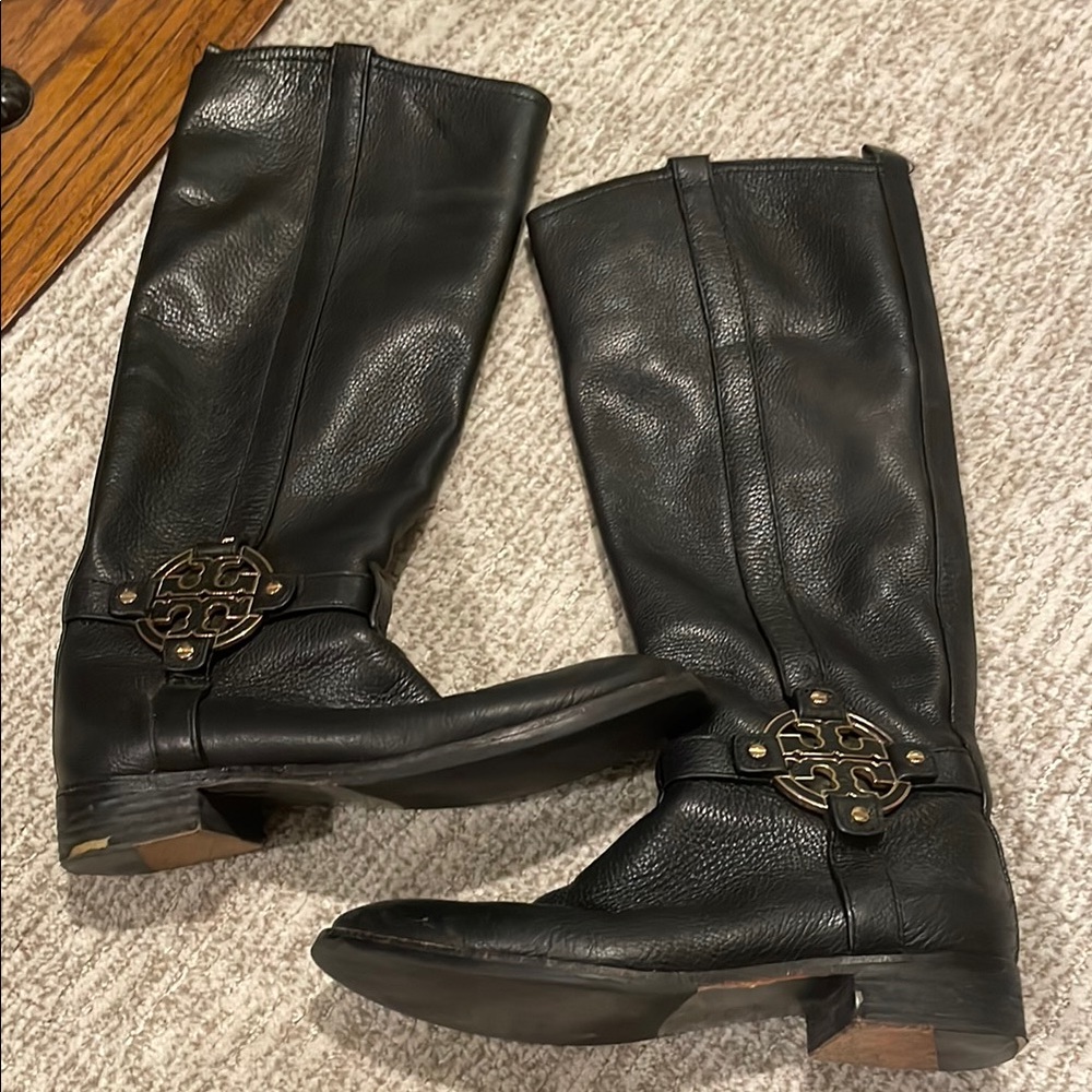 Tory Burch Black Heeled Riding Boots